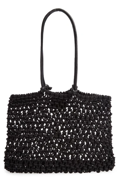 Shop Clare V Sandy Woven Market Tote In Black Black