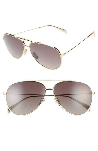 Shop Celine 61mm Polarized Aviator Sunglasses In Shiny Gold/ Smoke