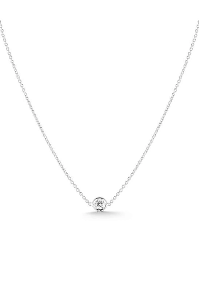 Shop Roberto Coin Tiny Treasures Diamond Bezel Necklace In White