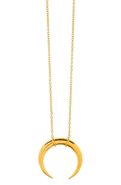 Shop Gorjana Cayne Crescent Plated Pendant Necklace In Gold