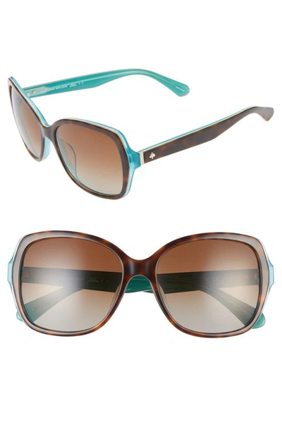Shop Kate Spade Karalyns 56mm Polarized Sunglasses In Havana/ Mint