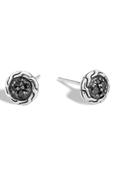 Shop John Hardy Pavé Stud Earrings In Silver/ Black Sapphire