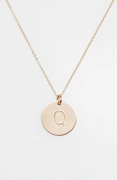 Shop Nashelle 14k-gold Fill Initial Disc Necklace In 14k Gold Fill Q