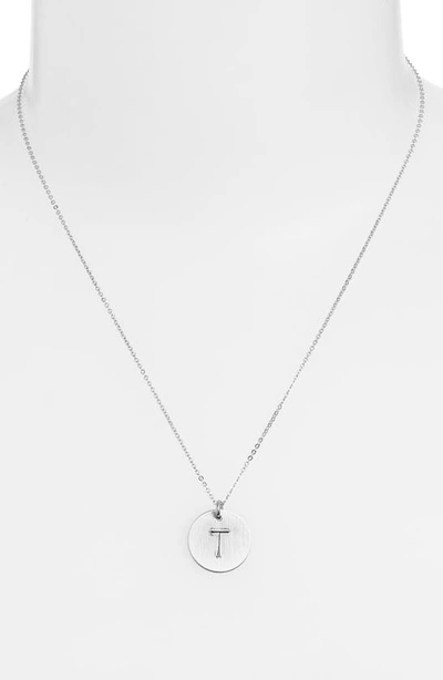 Shop Nashelle Sterling Silver Initial Disc Necklace In Sterling Silver T