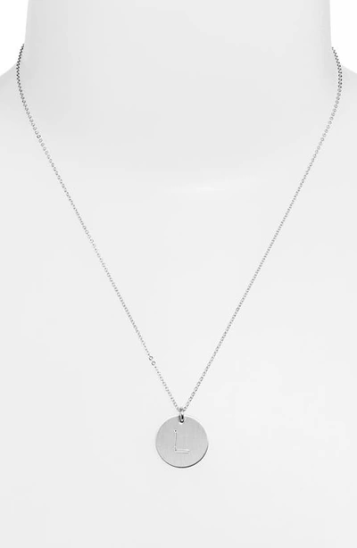 Shop Nashelle Sterling Silver Initial Disc Necklace In Sterling Silver L
