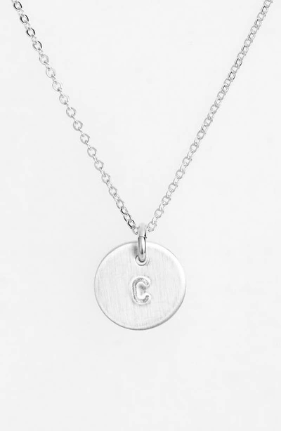 Shop Nashelle Sterling Silver Initial Mini Disc Necklace In Sterling Silver C