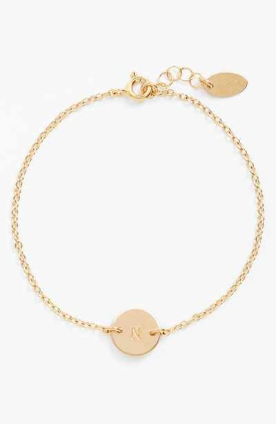 Shop Nashelle Initial Mini Disc Bracelet In 14k Gold Fill N