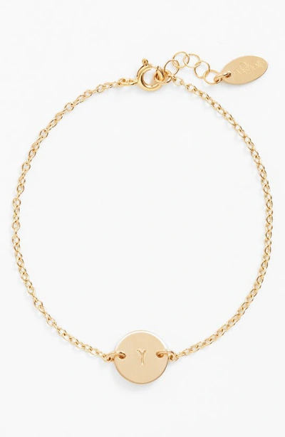 Shop Nashelle Initial Mini Disc Bracelet In 14k Gold Fill Y