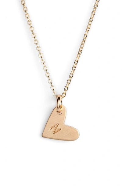 Shop Nashelle 14k-gold Fill Initial Mini Heart Pendant Necklace In Gold/ N