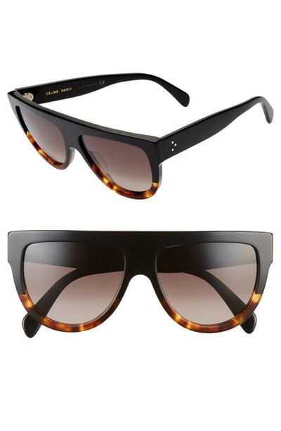 Shop Celine Bold 3 Dots 58mm Flat Top Sunglasses In Black/ Gradient Brown