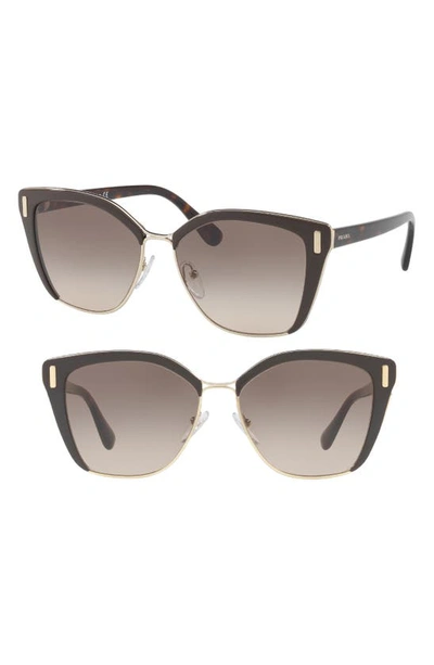 Shop Prada 57mm Gradient Geometric Sunglasses In Brown