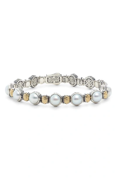 Shop Konstantino Sterling Silver, Gold & Pearl Bracelet In White/ Silver/ Gold