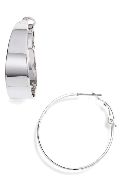 Shop Vince Camuto Medium Tapered Hoop Earrings In Silver