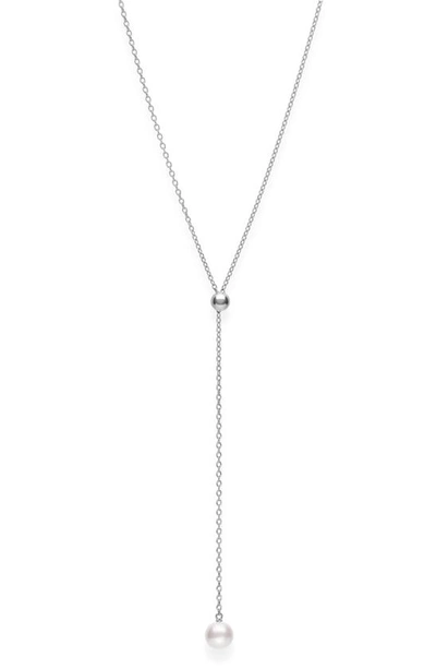 Shop Mikimoto Japan Collections Pearl Lariat Necklace In White Gold/ Pearl