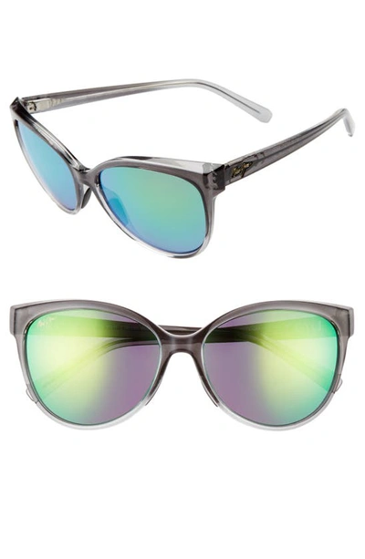 Shop Maui Jim 'olu 'olu 57mm Polarizedplus2® Cat Eye Sunglasses In Grey Fade/ Maui Green