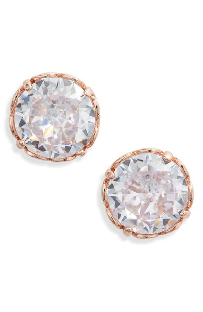 Shop Kate Spade That Sparkle Round Stud Earrings In Clear/ Rose Gold