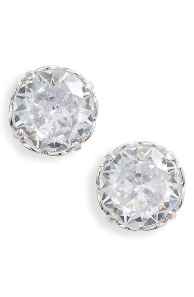 Shop Kate Spade That Sparkle Round Stud Earrings In Clear/ Silver