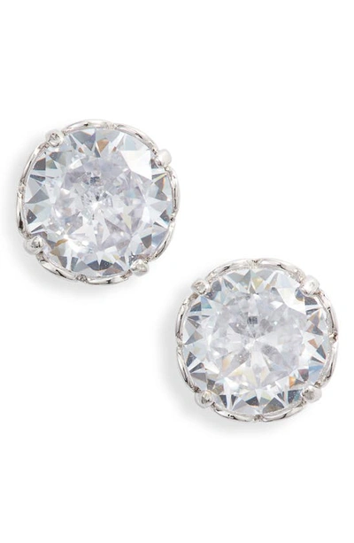 Kate Spade That Sparkle Round Stud Earrings In Clear/ Silver