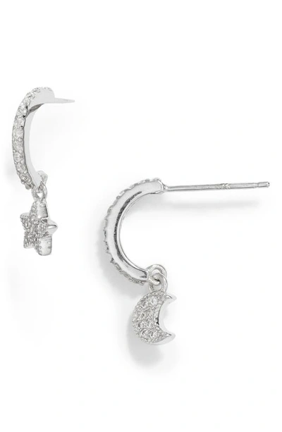 Shop Sterling Forever Moon Star Huggie Hoop Earrings In Silver