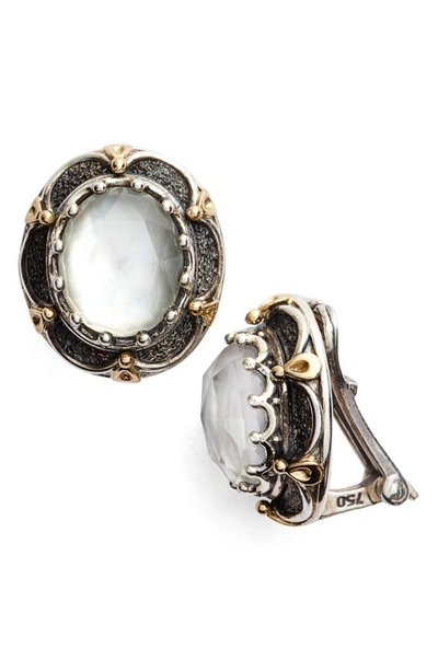 Shop Konstantino Semiprecious Stone Clip Earrings In Pearl