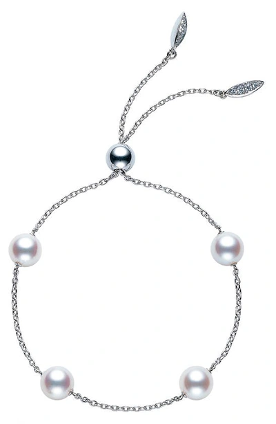 Shop Mikimoto Japan Collections Pearl Slide Bracelet In White Gold/ Pearl