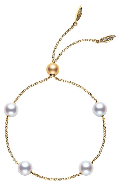 Shop Mikimoto Japan Collections Pearl Slide Bracelet In Yellow Gold/ Pearl