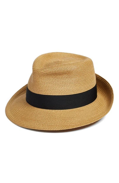 Shop Eric Javits Classic Squishee® Packable Fedora Sun Hat In Natural/ Black