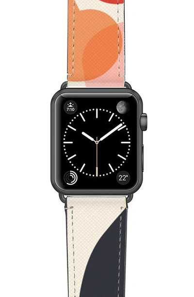 Shop Casetify Cool Beans Saffiano Faux Leather Apple Watch® Band In Pink/ Blue/ Space Grey