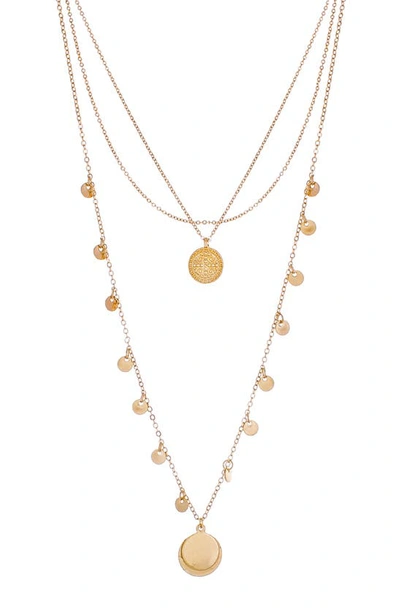 Shop Panacea Layered Circle Pendant Necklace In Gold