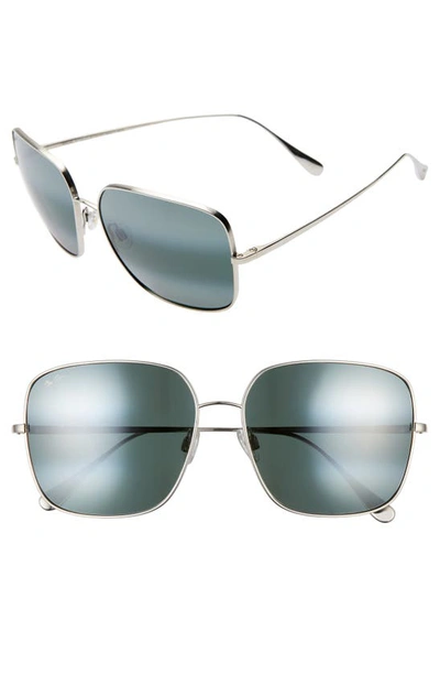 Shop Maui Jim Triton 61mm Polarizedplus2® Mirrored Square Sunglasses In Silver/ Neutral Grey