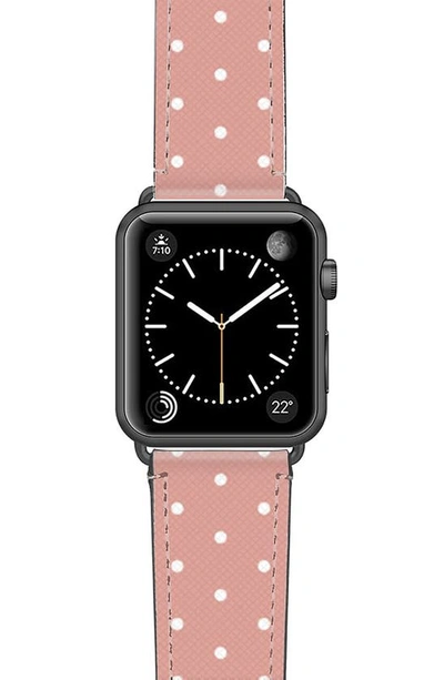 Shop Casetify Polka Dots Faux Leather Apple Watch® Watchband In Pink/ White/ Space Grey