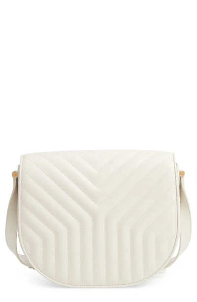 Shop Saint Laurent Joan Quilted Leather Shoulder Bag In Crema Soft
