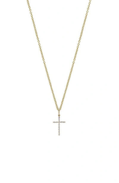 Shop Bony Levy Diamond Cross Pendant Necklace In Yellow Gold/ Diamond