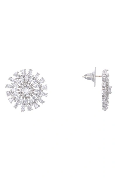 Shop Nina Geo Flower Stud Earrings In Crystal