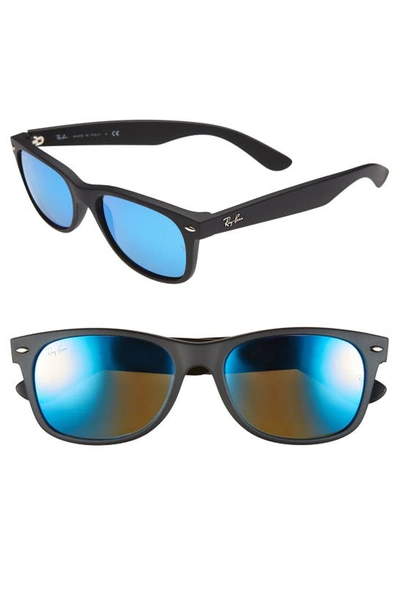 Shop Ray Ban 'new Wayfarer' 55mm Sunglasses In Black/ Blue Mirror