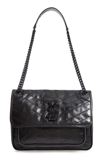 Shop Saint Laurent Medium Niki Leather Shoulder Bag In Noir