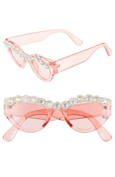 Shop Rad + Refined 50mm Chunky Crystal Embellished Sunglasses In Pink / Crystal