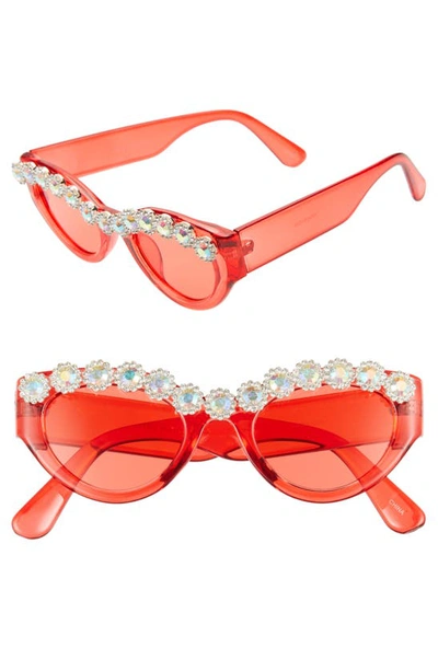 Shop Rad + Refined 50mm Chunky Crystal Embellished Sunglasses In Red