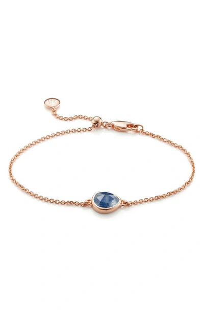 Shop Monica Vinader 'mini Siren' Fine Chain Bracelet In Rose Gold/ Kyantie