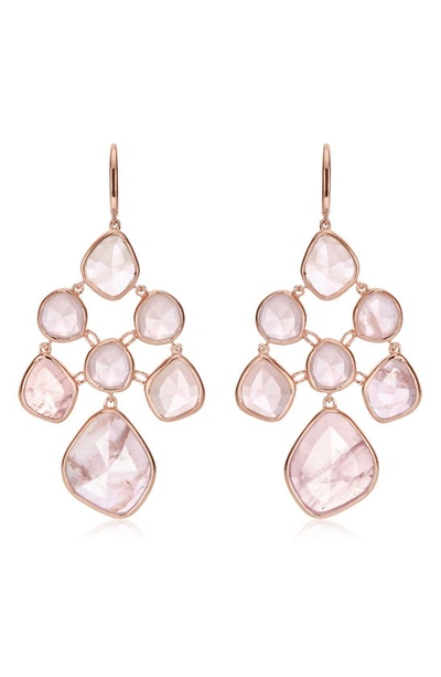 Shop Monica Vinader Siren Chandelier Earrings In Rose Gold/ Rose Quartz