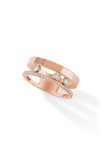 Shop Messika Two Row Move Romane Diamond Ring In Rose Gold