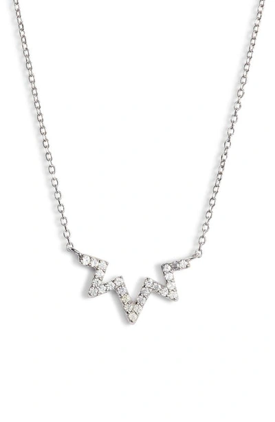 Shop Anzie Sapphire Zigzag Necklace In Silver/ White Sapphire