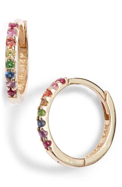 Shop Anzie Cleo Rainbow Huggie Hoop Earrings In Gold/ Multi