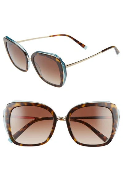 Shop Tiffany & Co 54mm Gradient Square Sunglasses In Havana/ Blue/ Brown Gradient