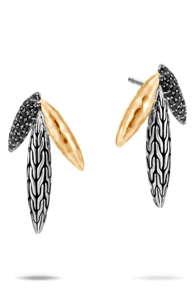 Shop John Hardy Classic Chain Hammered Spear Two-tone Earrings In Silver/ Gold