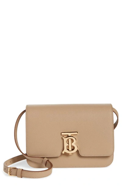 Shop Burberry Small Tb Grainy Leather Bag In Archive Beige