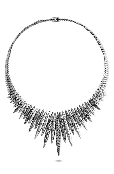 Shop John Hardy Classic Chain Hammered Spear Bib Necklace In Silver