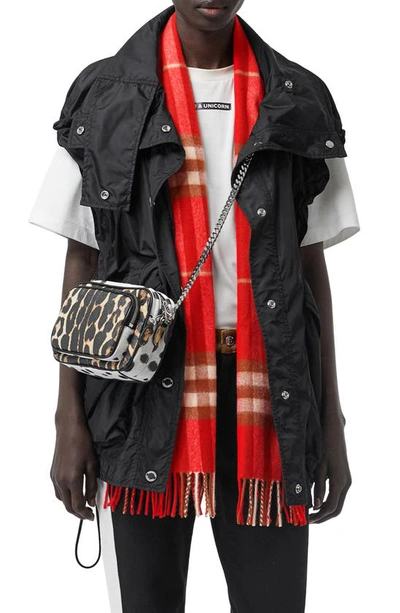 Shop Burberry Giant Icon Check Cashmere Scarf In Bright Military Red