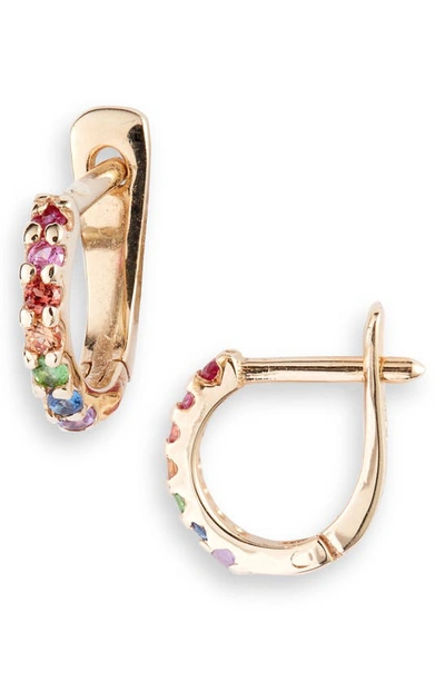 Shop Anzie Cleo Pavé Rainbow Huggie Hoop Earrings In Gold
