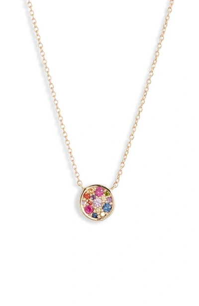 Shop Anzie Love Rainbow Round Pendant Necklace In Gold/ Multi